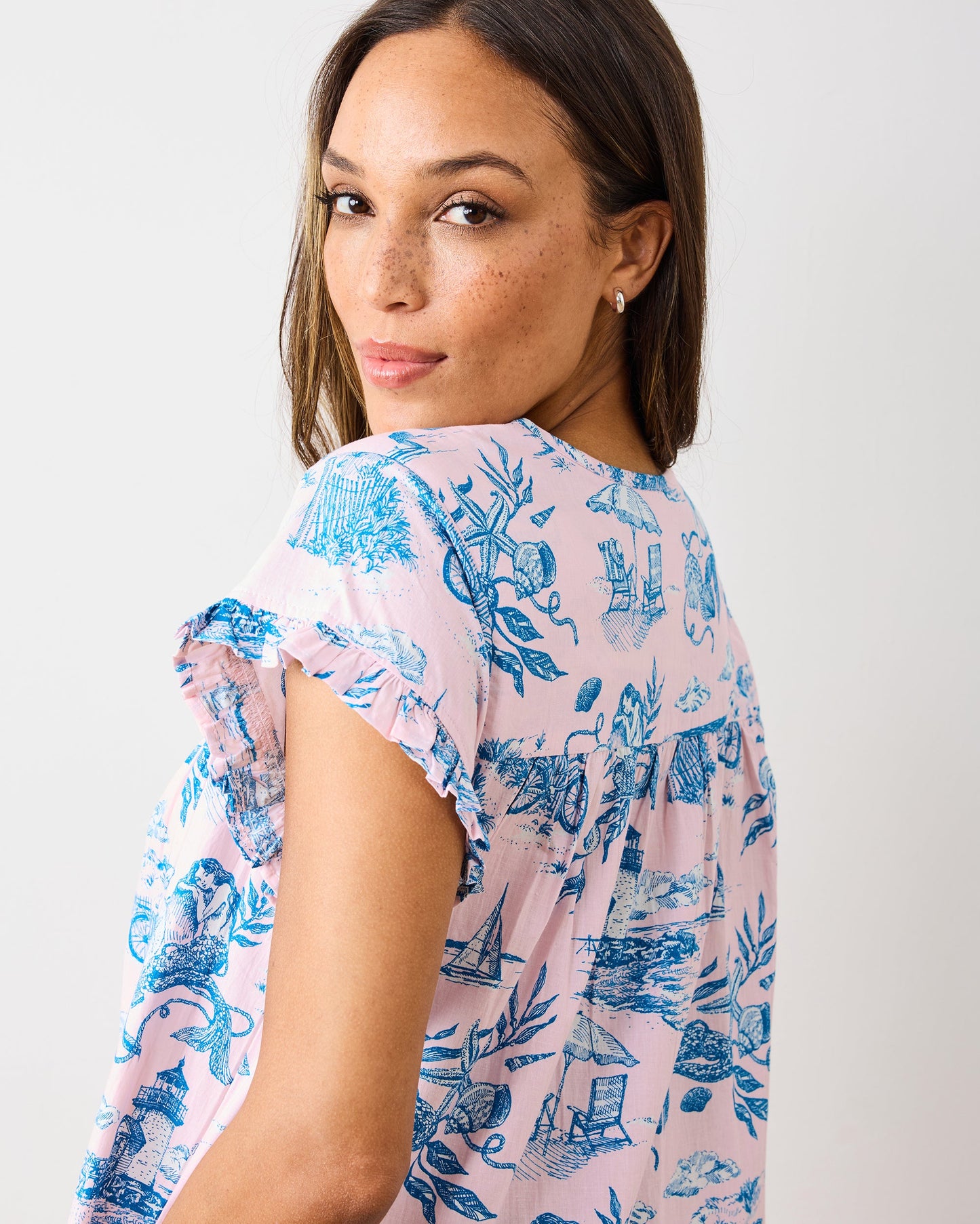 Mermaid Toile - Daylight Nightgown - Blush