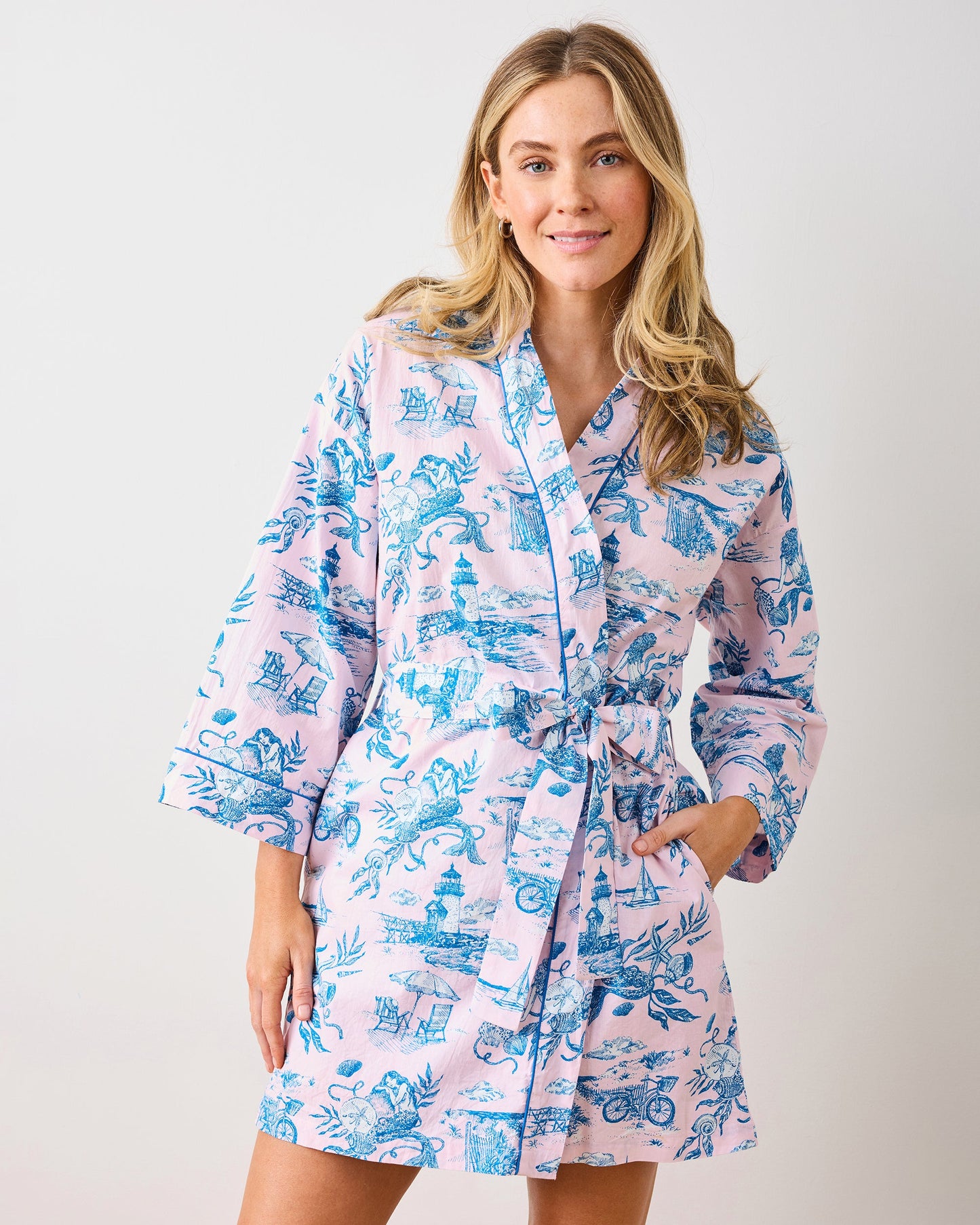 Mermaid Toile - Getting Ready Robe - Blush
