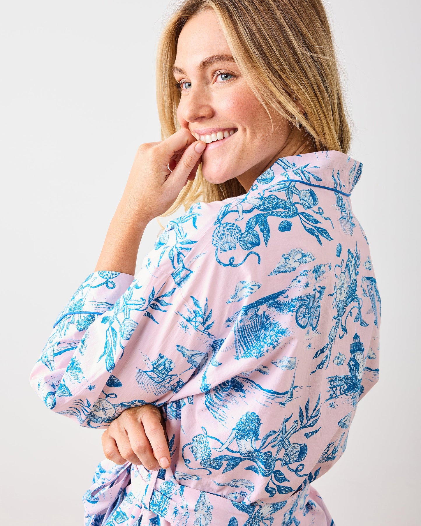 Mermaid Toile - Getting Ready Robe - Blush