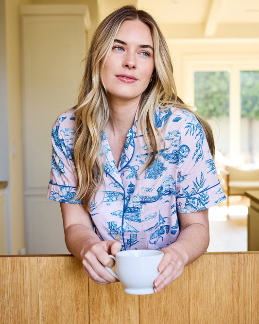 Mermaid Toile - Short PJ Set - Blush