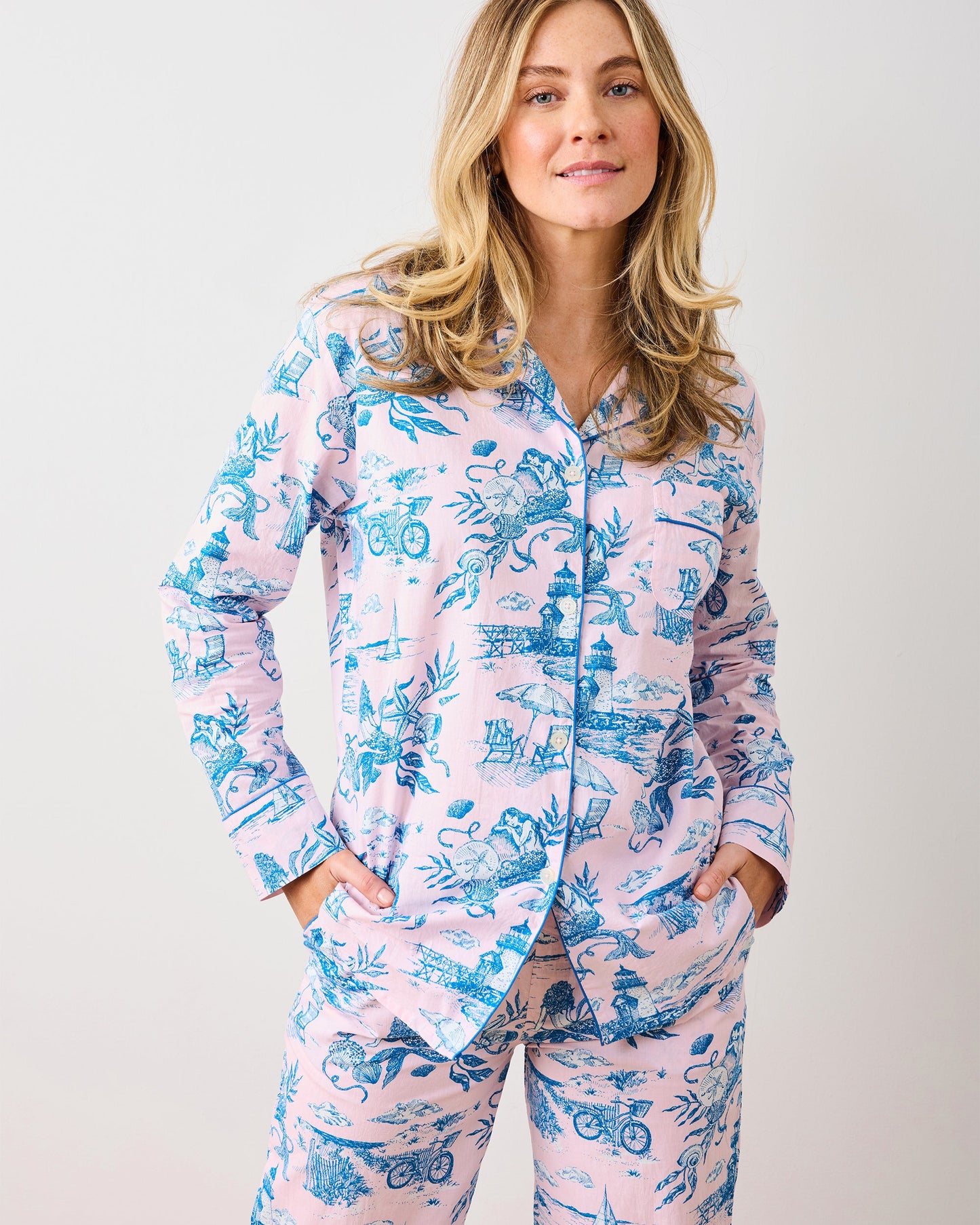 Mermaid Toile - Tall Long PJ Set - Blush