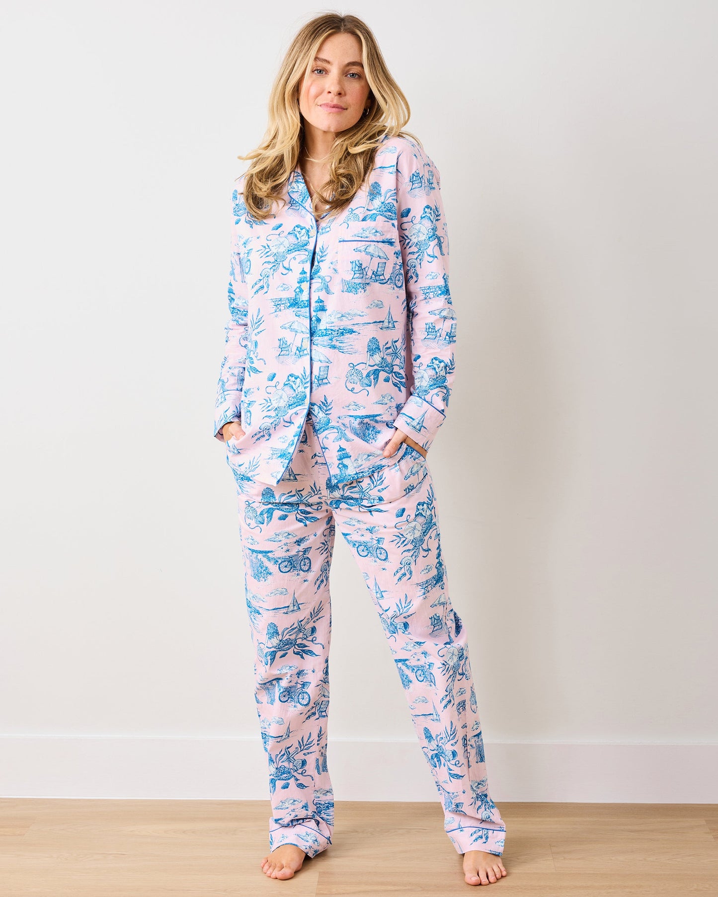 Mermaid Toile - Petite Long PJ Set - Blush