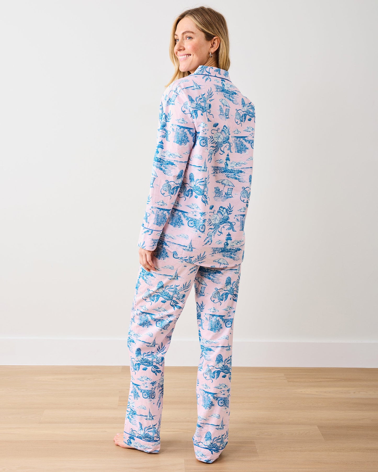 Mermaid Toile - Petite Long PJ Set - Blush