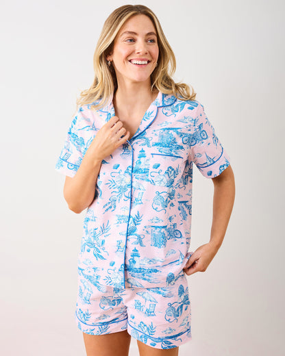 Mermaid Toile - Short PJ Set - Blush