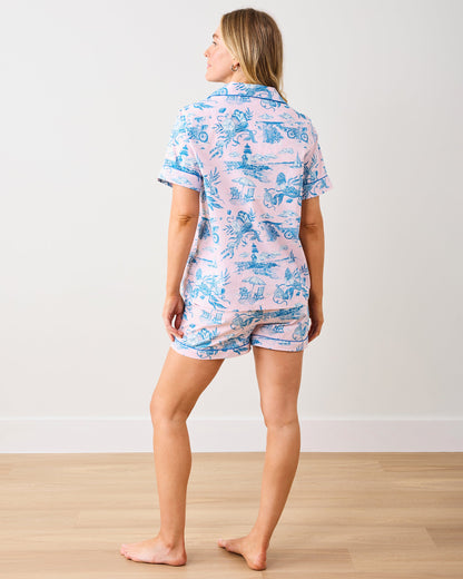 Mermaid Toile - Short PJ Set - Blush