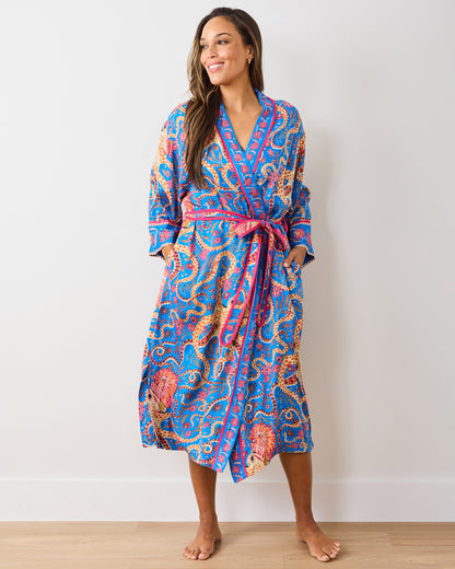 Octopus Isle - Eco Satin Robe - Ocean Eyes