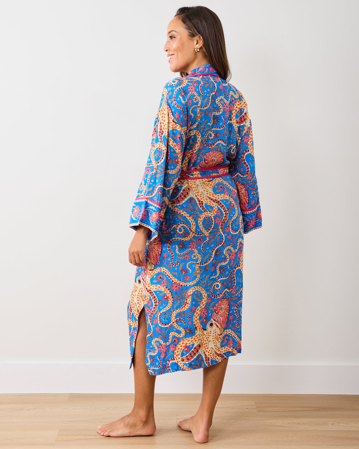Octopus Isle - Eco Satin Robe - Ocean Eyes