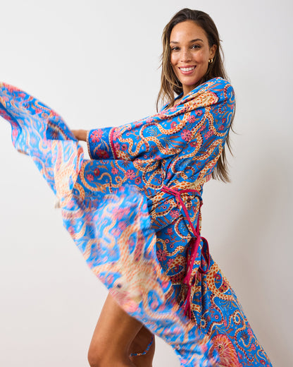 Octopus Isle - Eco Satin Robe - Ocean Eyes