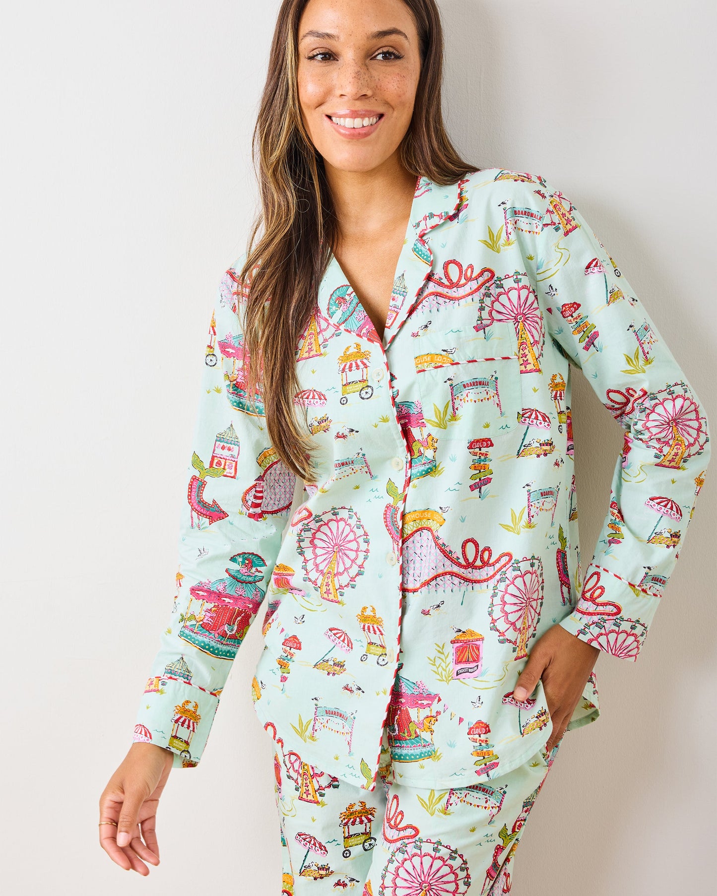 Seaside Rides - Long PJ Set - Mint Taffy