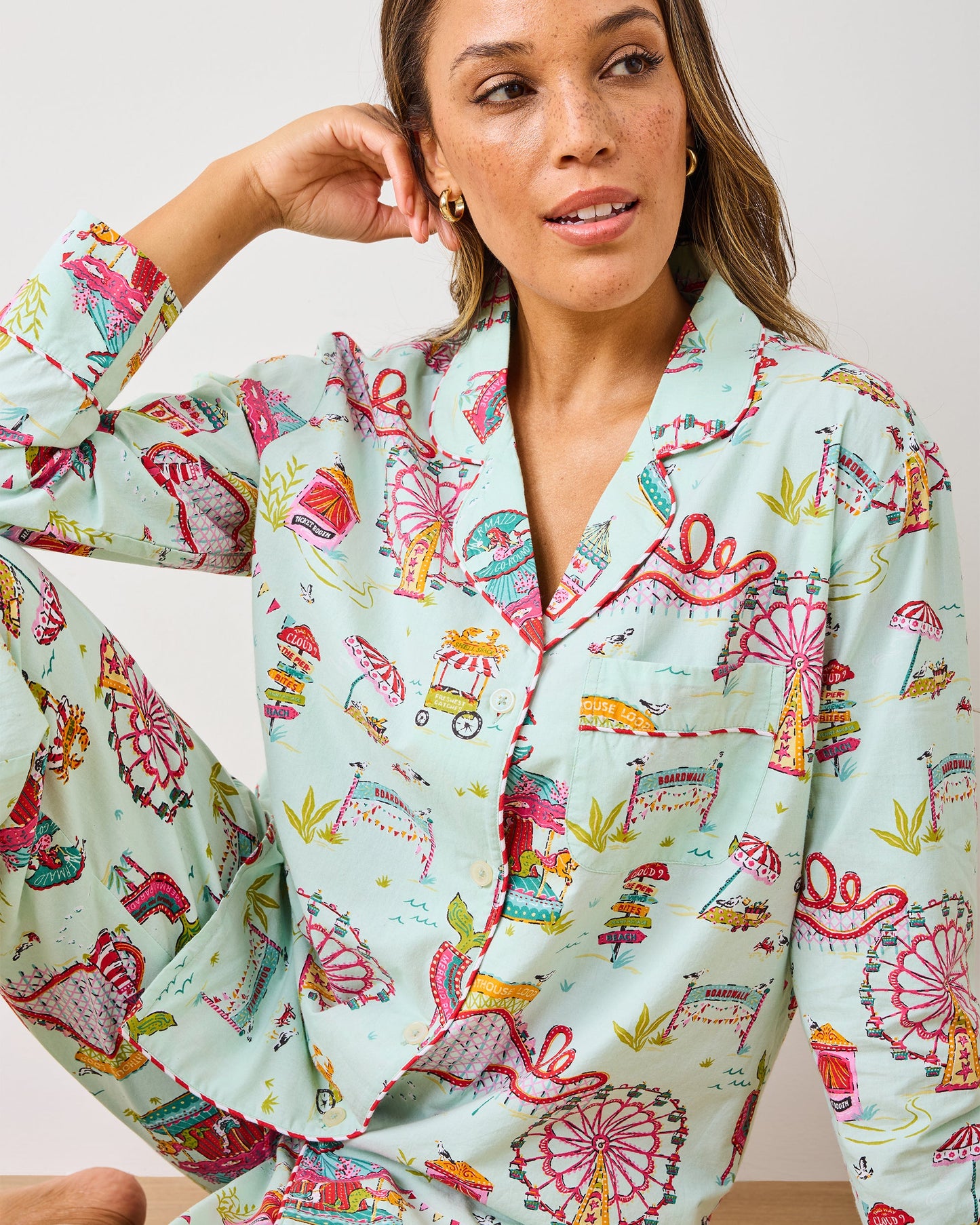 Seaside Rides - Long PJ Set - Mint Taffy