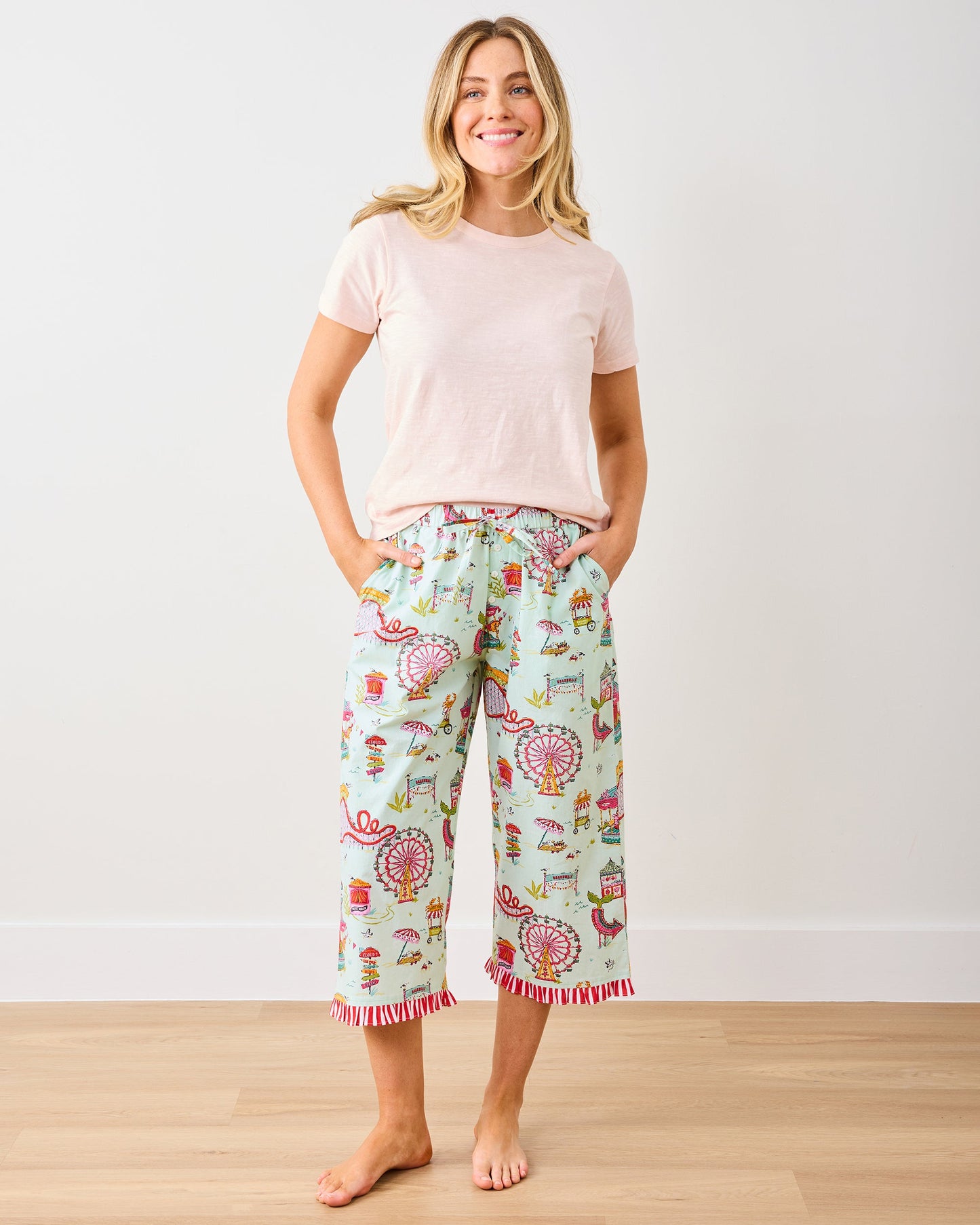 Seaside Rides - Ruffle Cropped Pants - Mint Taffy