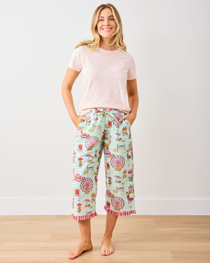Seaside Rides - Ruffle Cropped Pants - Mint Taffy