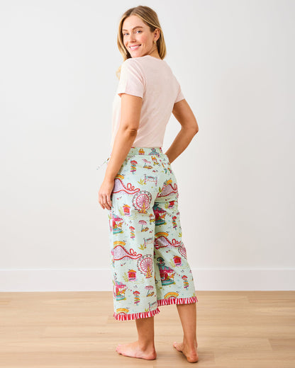 Seaside Rides - Ruffle Cropped Pants - Mint Taffy