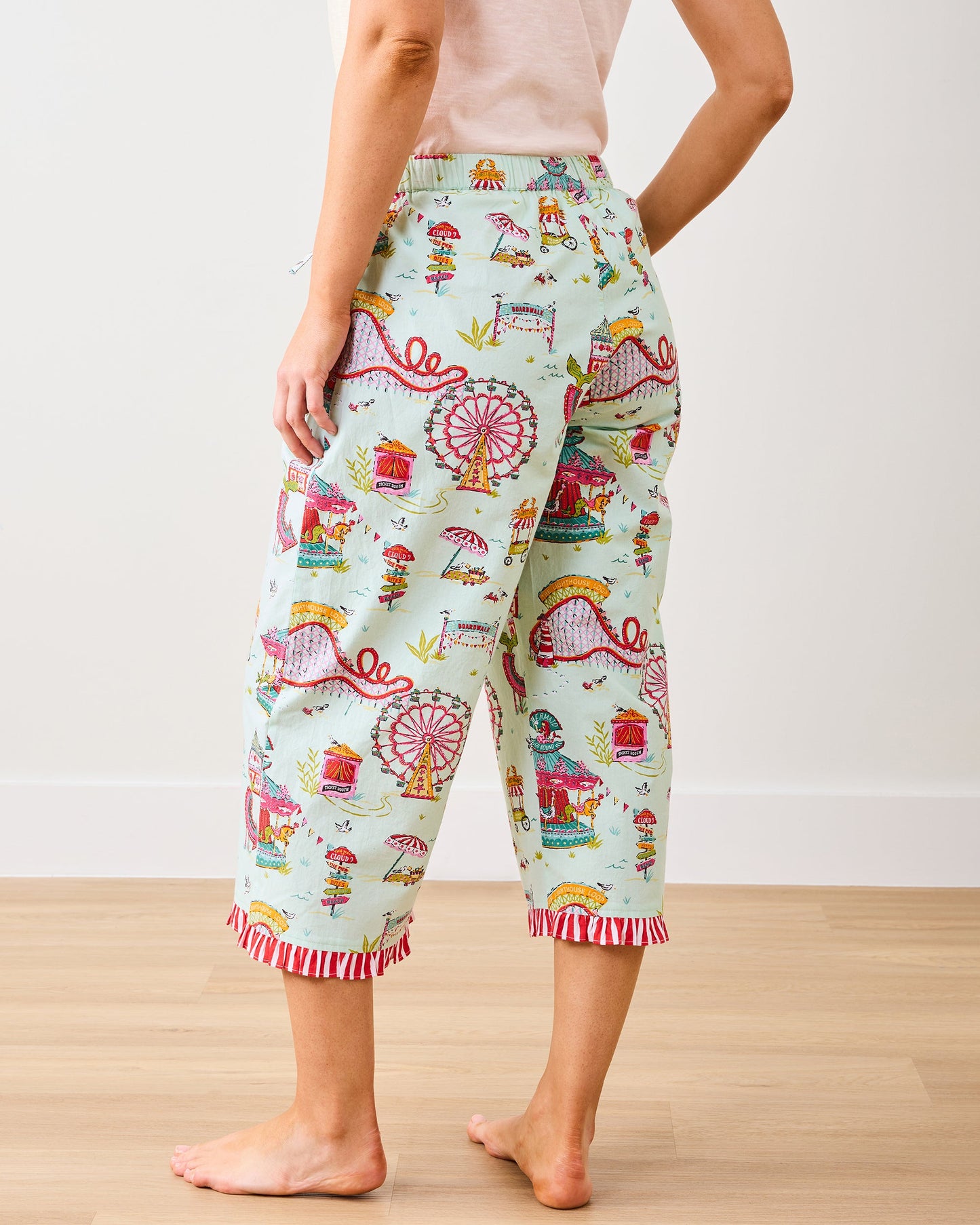 Seaside Rides - Ruffle Cropped Pants - Mint Taffy