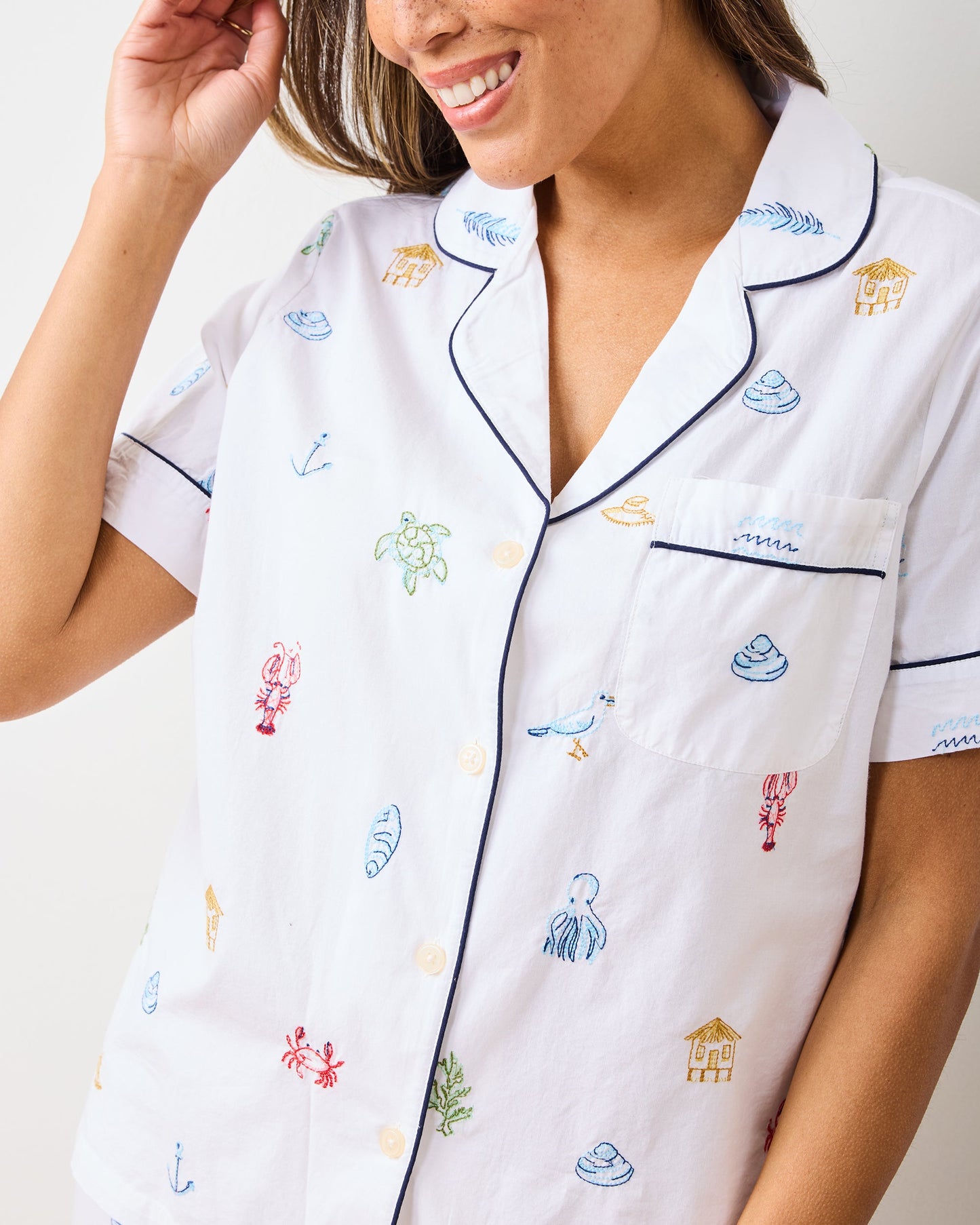 Summer Essentials - Short Sleeve Top & Cropped Pants Set - Cloud