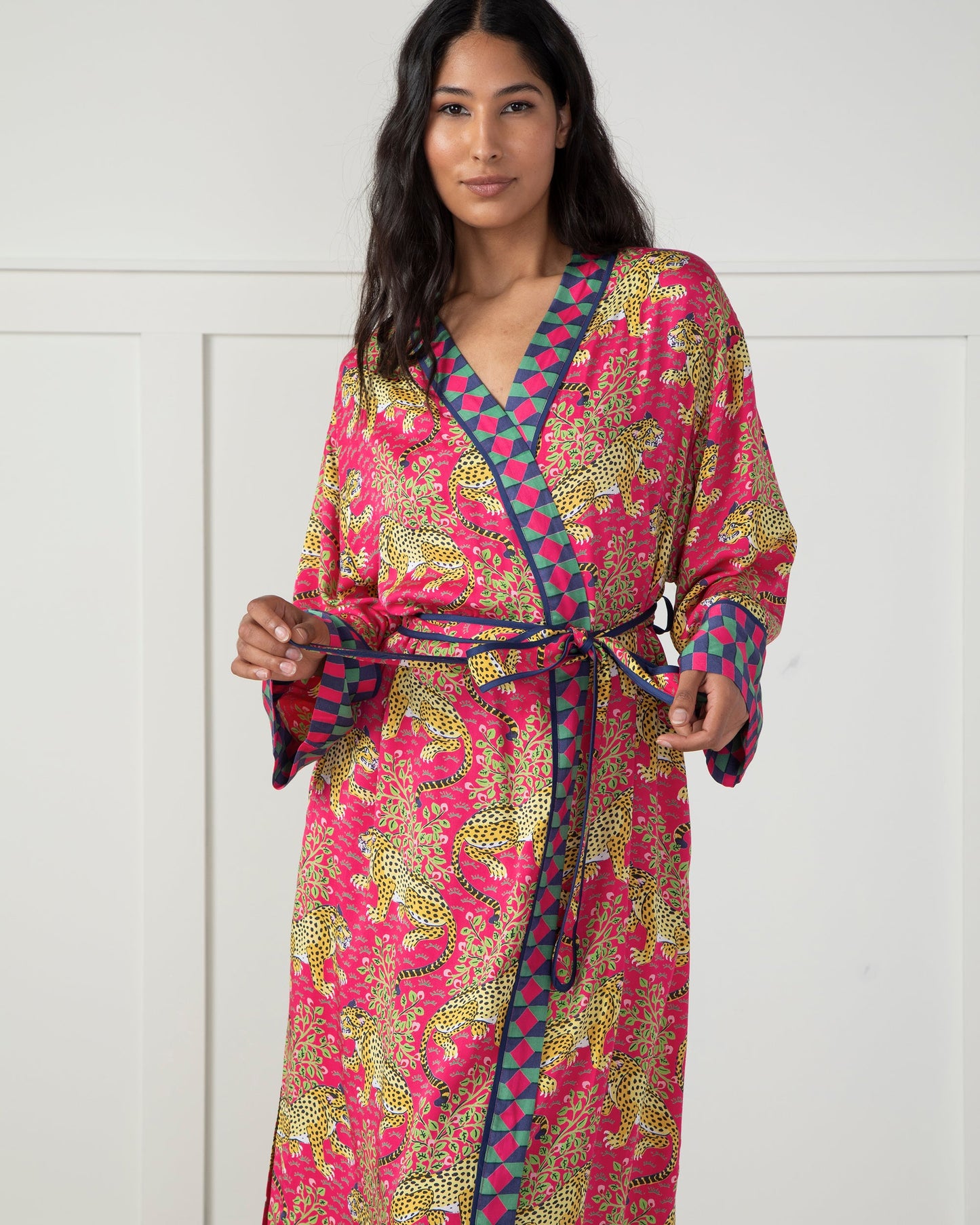 Bagheera - Eco Satin Robe - Hot Pink
