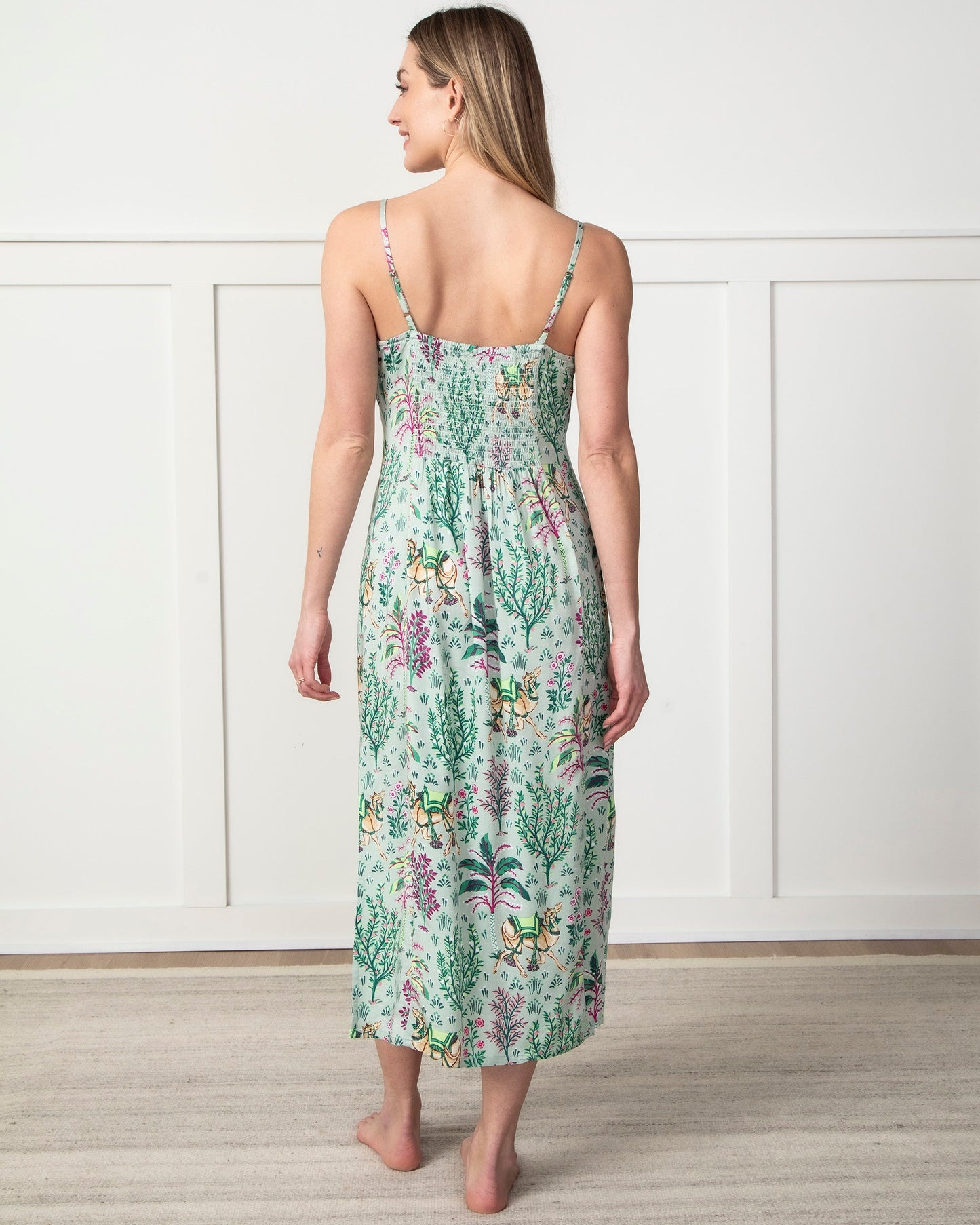 Camel's Courtyard - Eco Satin Chic to Sleep Nightie - Avocado