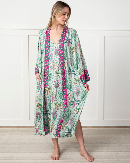 Camel's Courtyard - Eco Satin Robe - Avocado