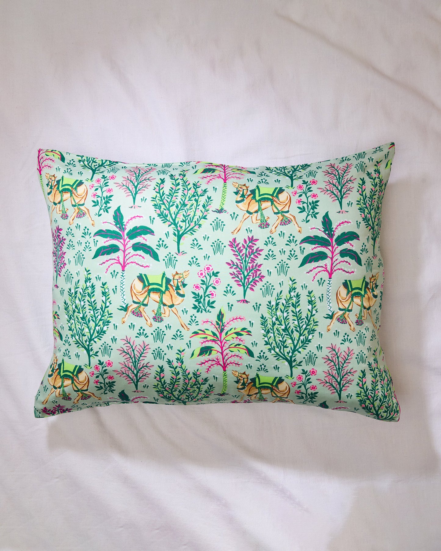 Camel's Courtyard - Eco Satin Pillowcase - Avocado