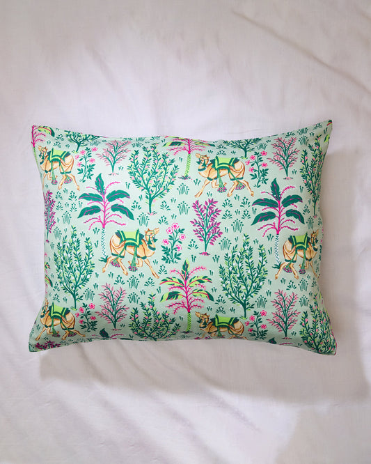 Camel's Courtyard - Eco Satin Pillowcase - Avocado