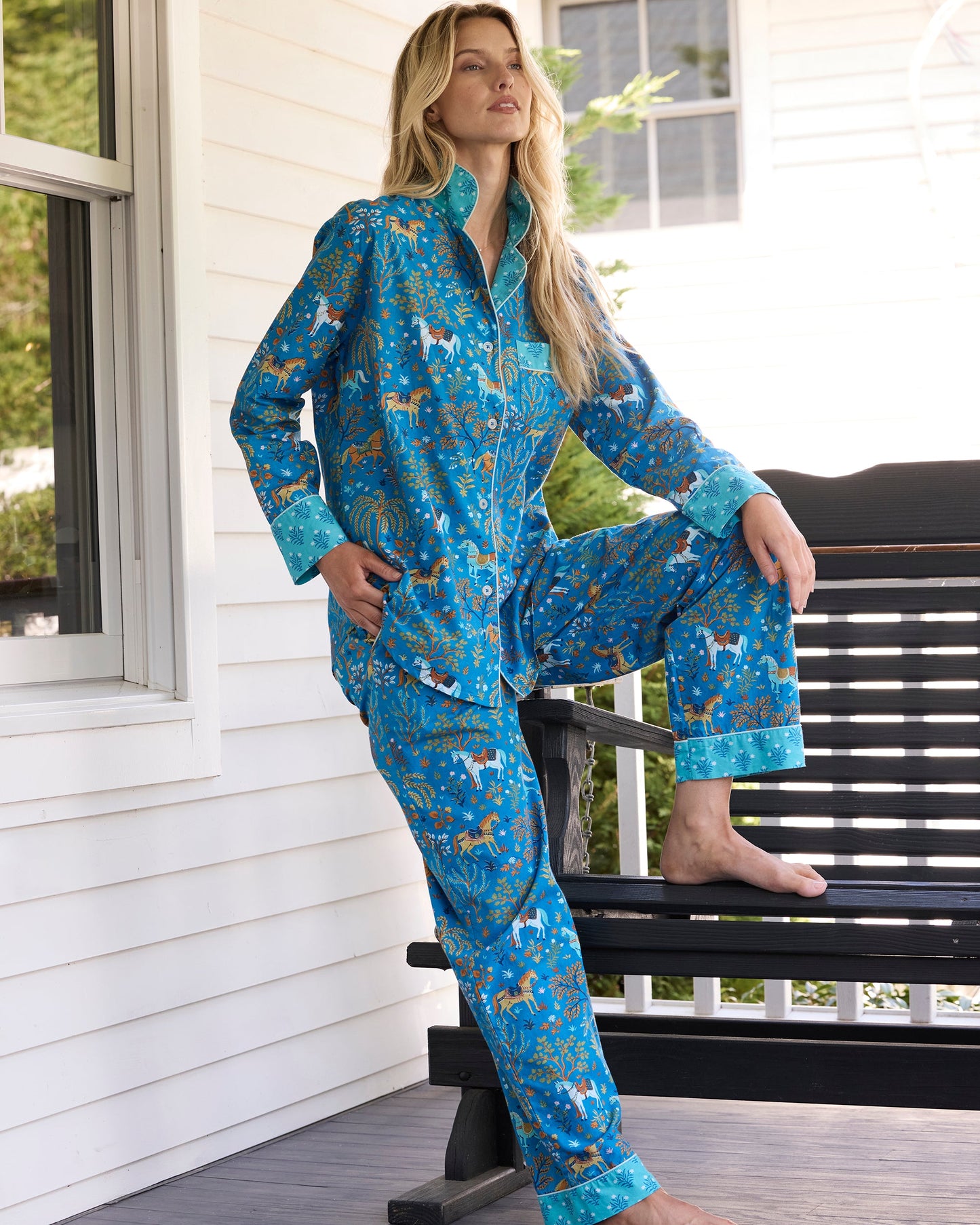 Show Pony - Petite Long PJ Set - Steel Blue