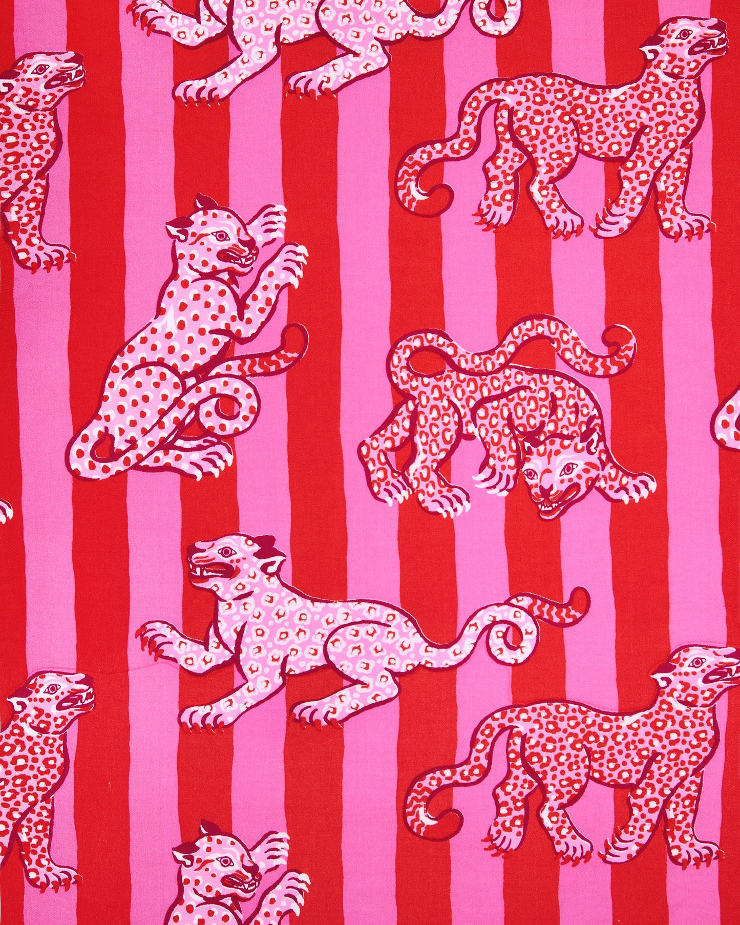 Leopard Stripes - Eco Satin Jaipur Jumpsuit - Pink Cabana