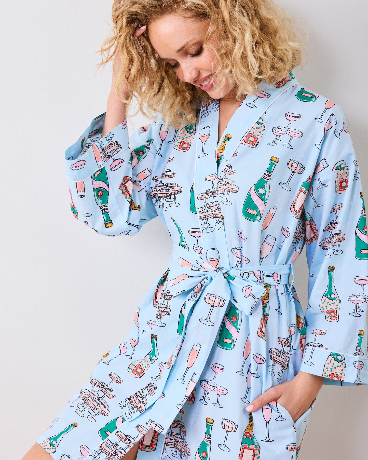 Champagne Tower - Getting Ready Robe - Soft Blue