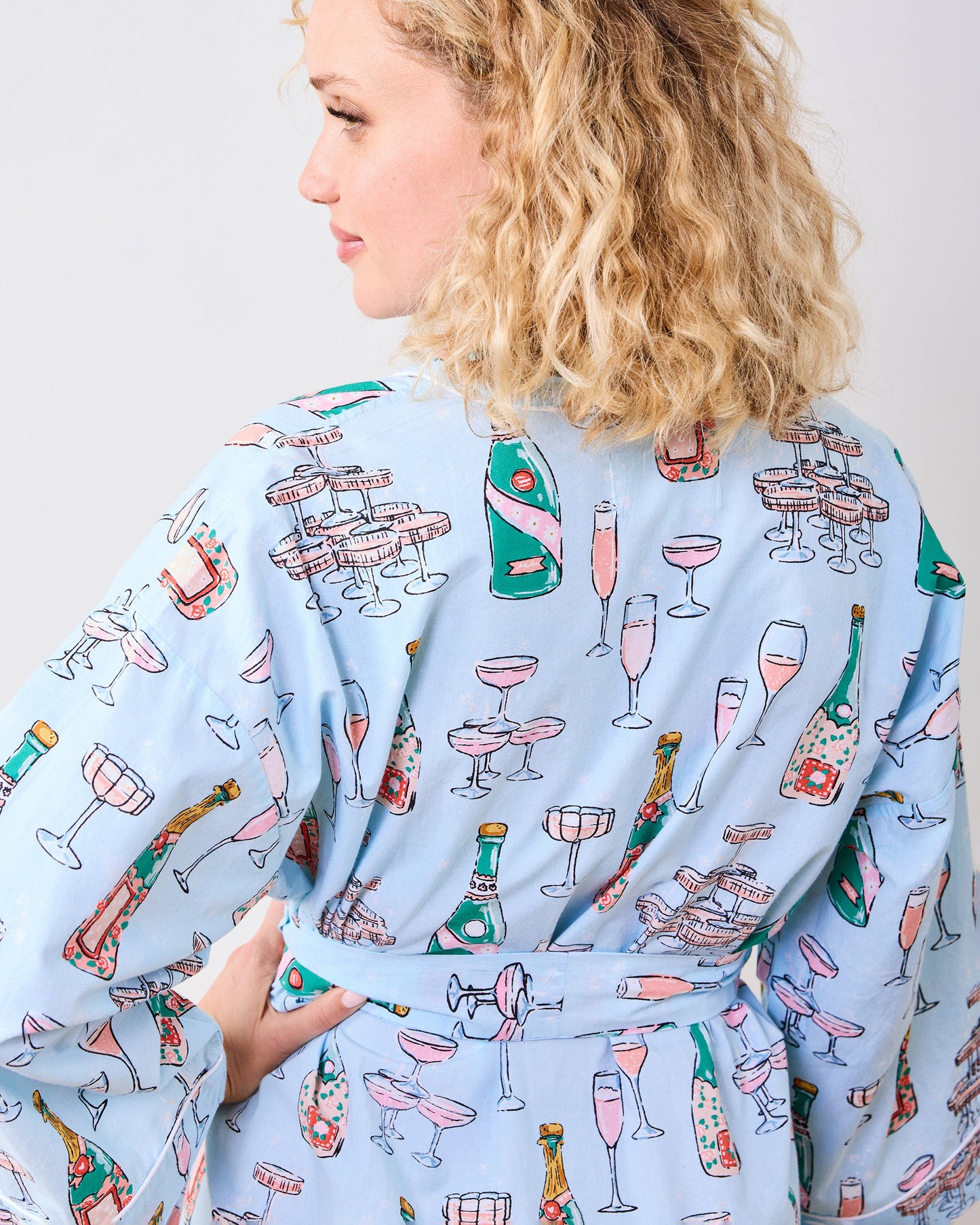 Champagne Tower - Getting Ready Robe - Soft Blue