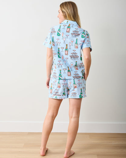 Champagne Tower - Short PJ Set - Soft Blue