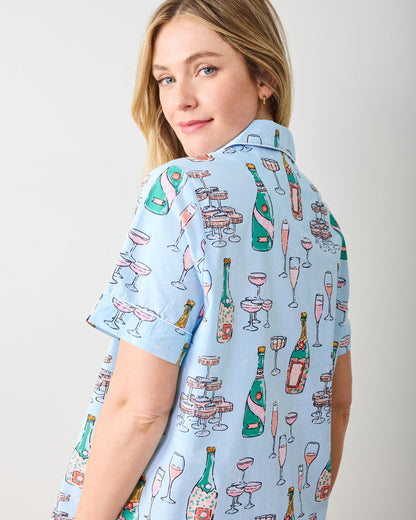 Champagne Tower - Short PJ Set - Soft Blue