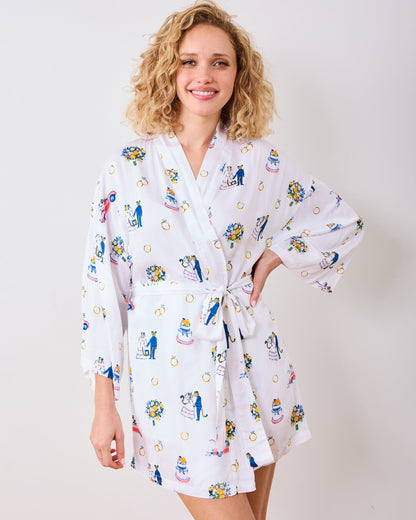 Happily Ever After - Eco Satin Glam Mini Robe - Cloud