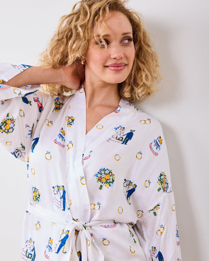 Happily Ever After - Eco Satin Glam Mini Robe - Cloud