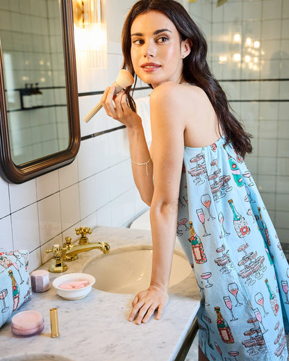 Champagne Tower - Cami Nightgown - Soft Blue