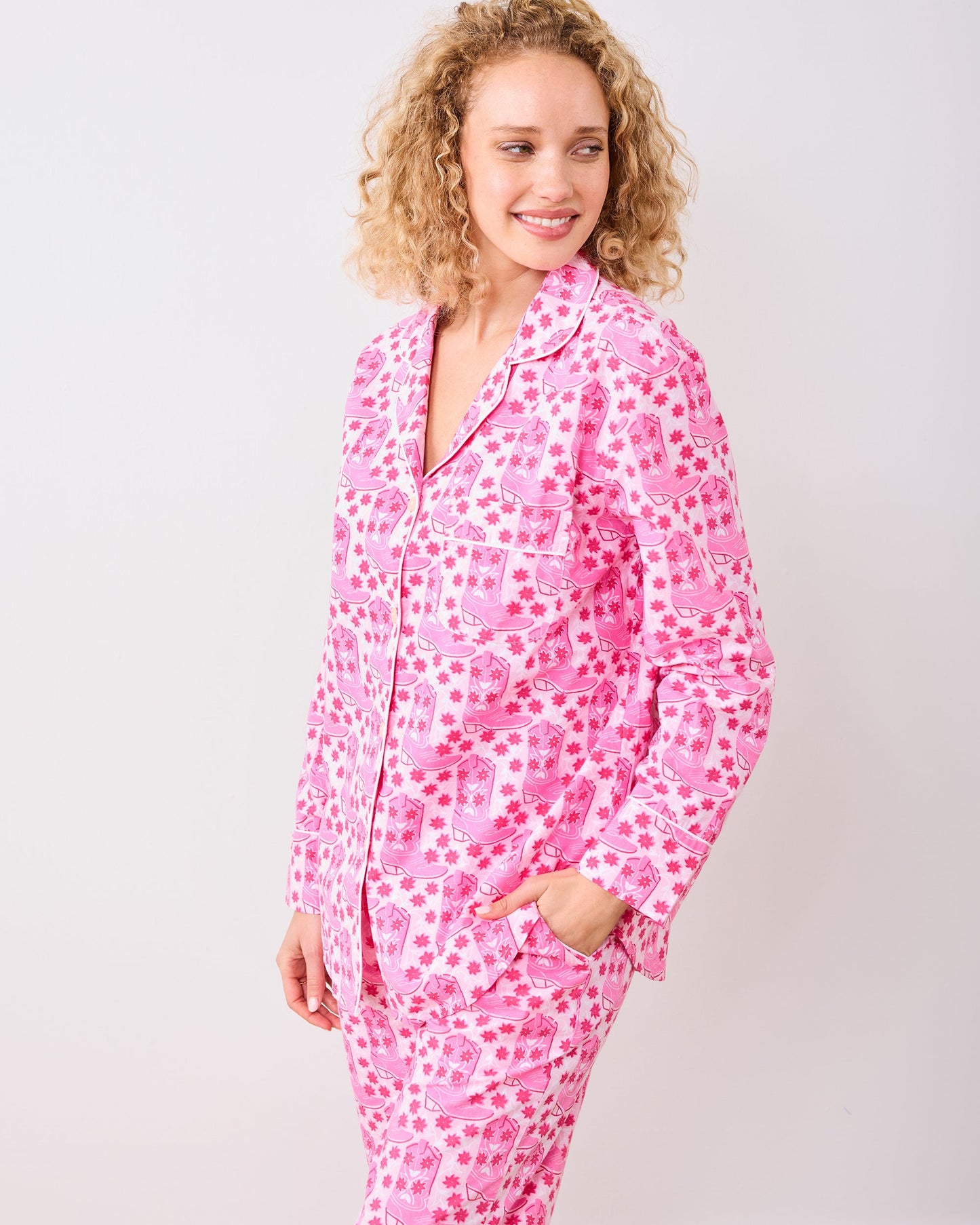 Rhinestone Cowgirl - Long PJ Set - Party Pink