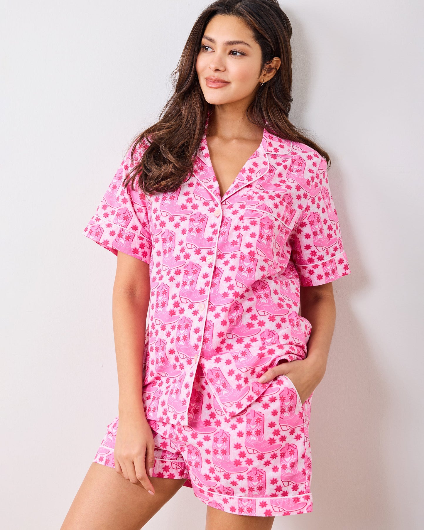 Rhinestone Cowgirl - Short PJ Set - Party Pink