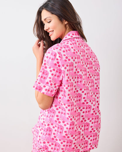 Rhinestone Cowgirl - Short PJ Set - Party Pink