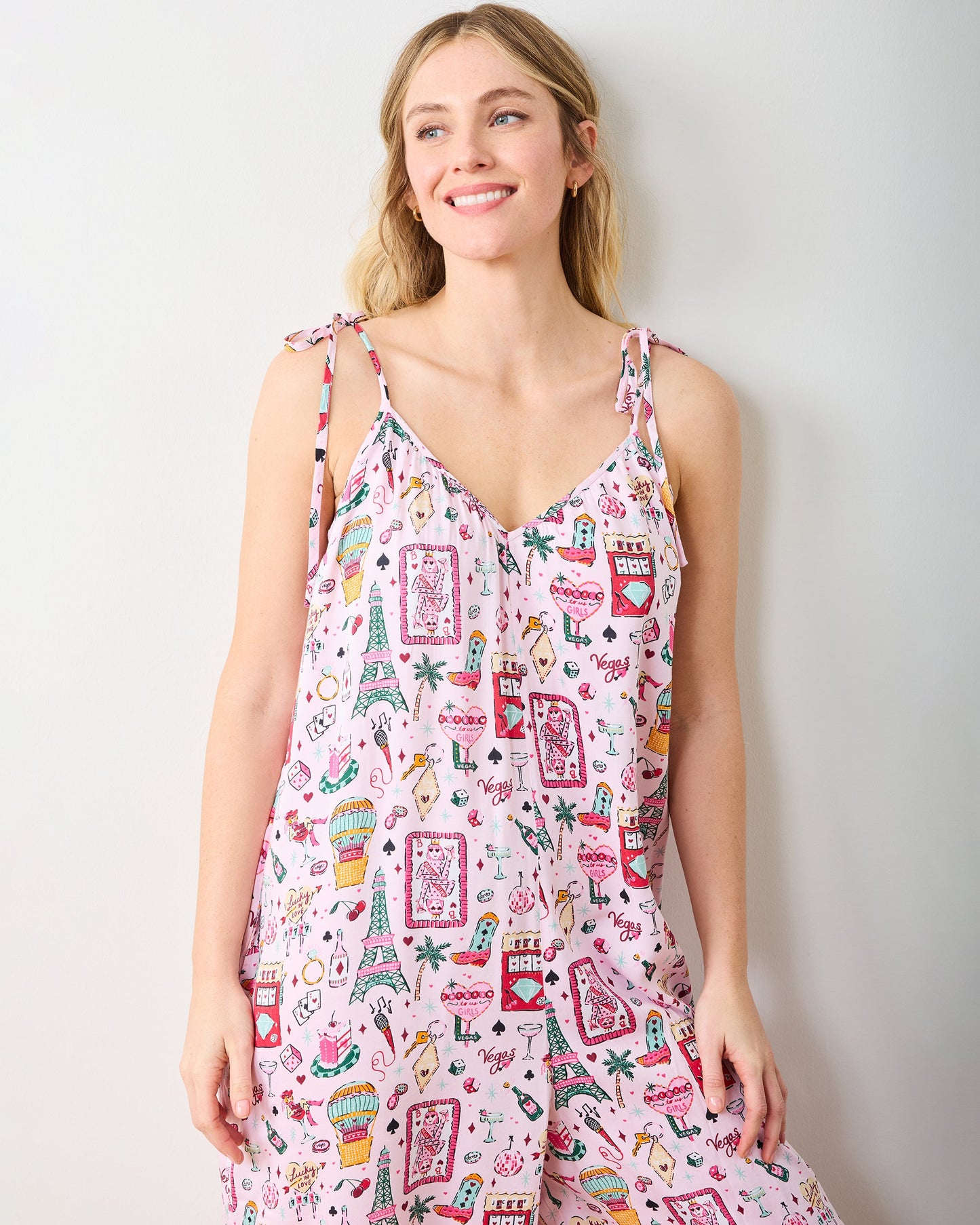 Viva Las Vegas - Eco Satin Jaipur Jumpsuit - Lucky Pink