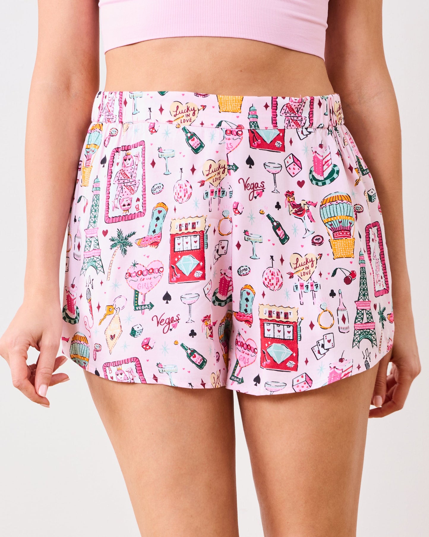 Viva Las Vegas - Eco Satin Sweet Dreams Shorts - Lucky Pink