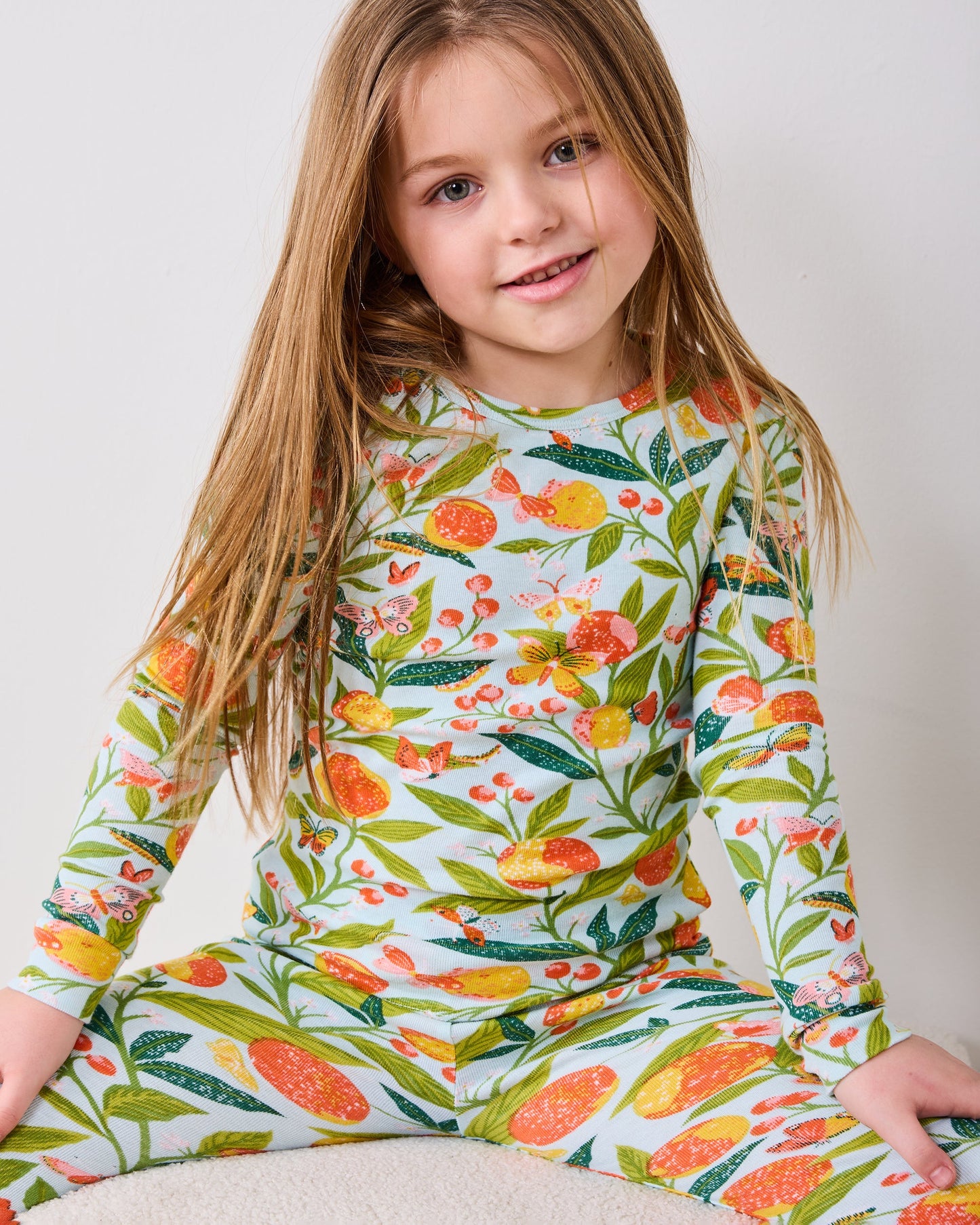 Butterfly Grove - Kids PJ Set - Soft Blue