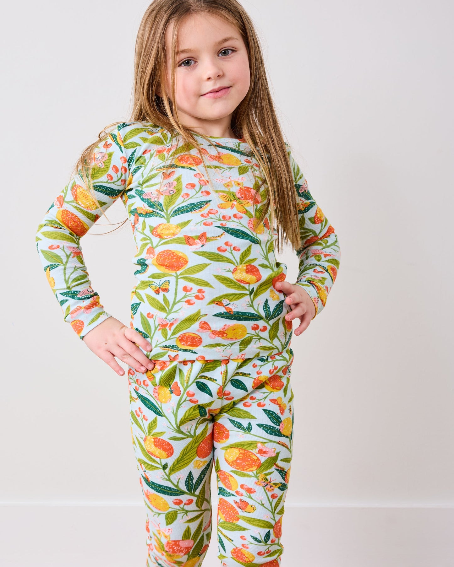 Butterfly Grove - Kids PJ Set - Soft Blue