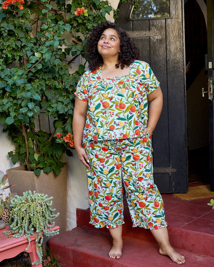 Butterfly Grove - Pintuck Cropped Pant Set - Soft Blue