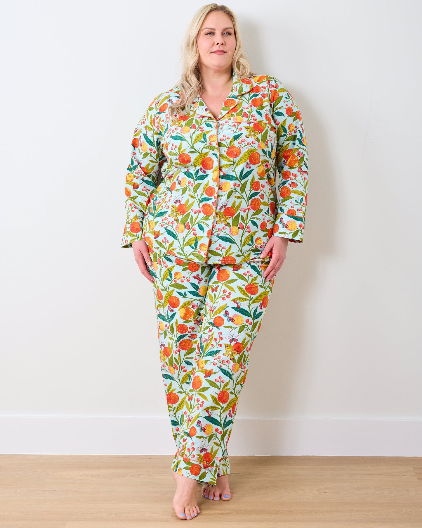 Butterfly Grove - Petite Long PJ Set - Soft Blue