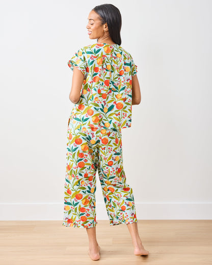 Butterfly Grove - Pintuck Cropped Pant Set - Soft Blue