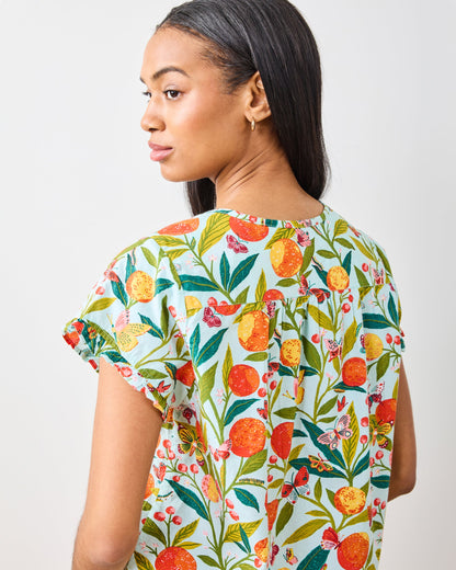 Butterfly Grove - Pintuck Cropped Pant Set - Soft Blue