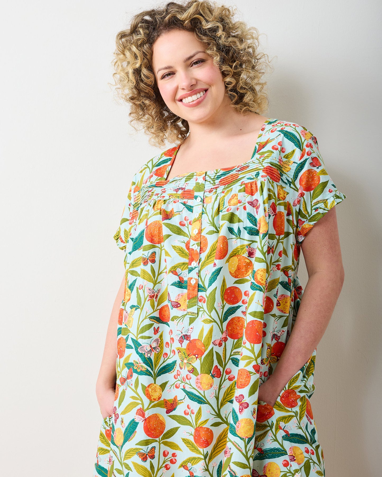 Butterfly Grove - Pintuck Nightgown - Soft Blue