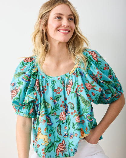 Garden District - Gilmore Blouse - Caribbean Blue