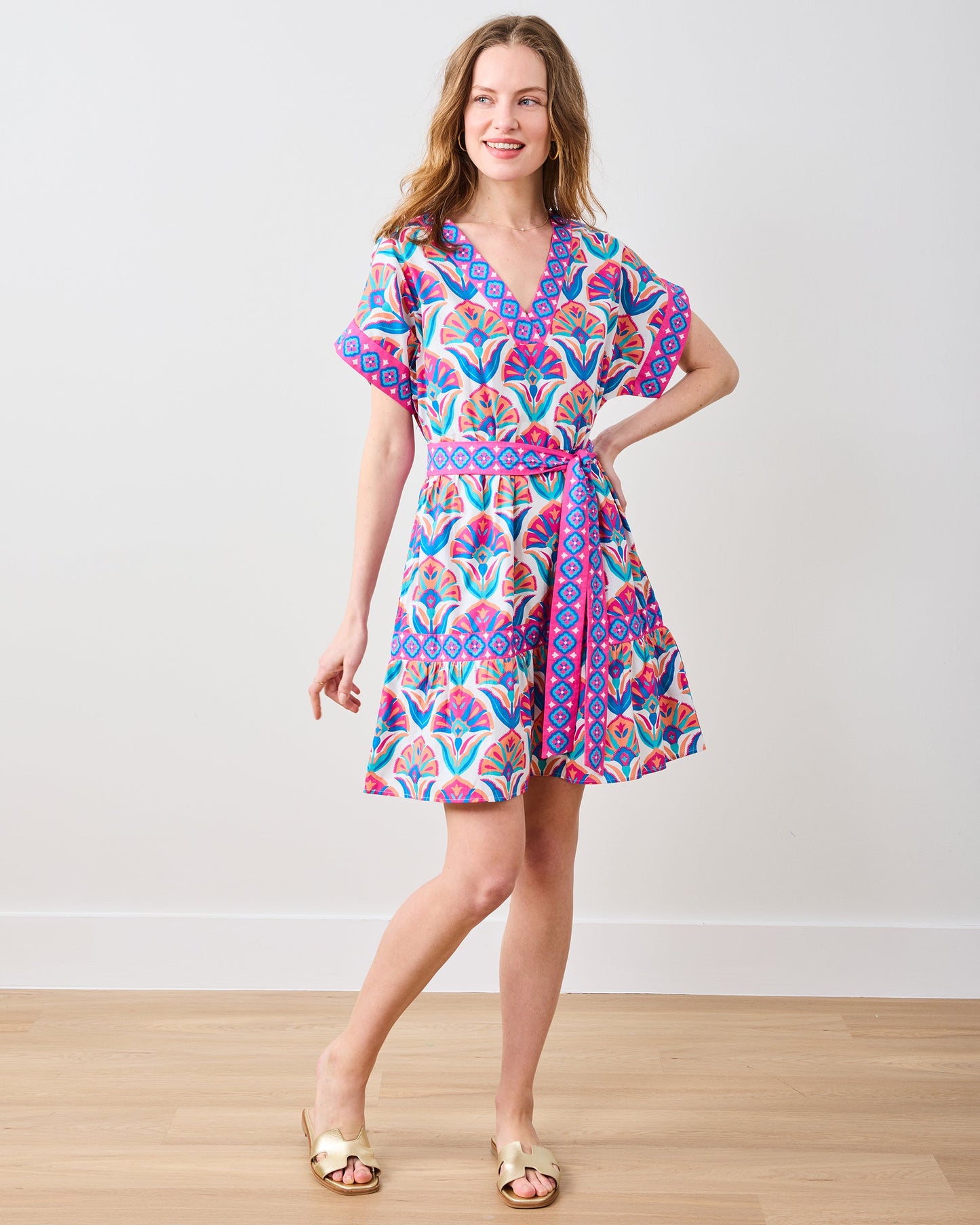 Geo Floral - Atlantic Dress - Fuschia Cloud