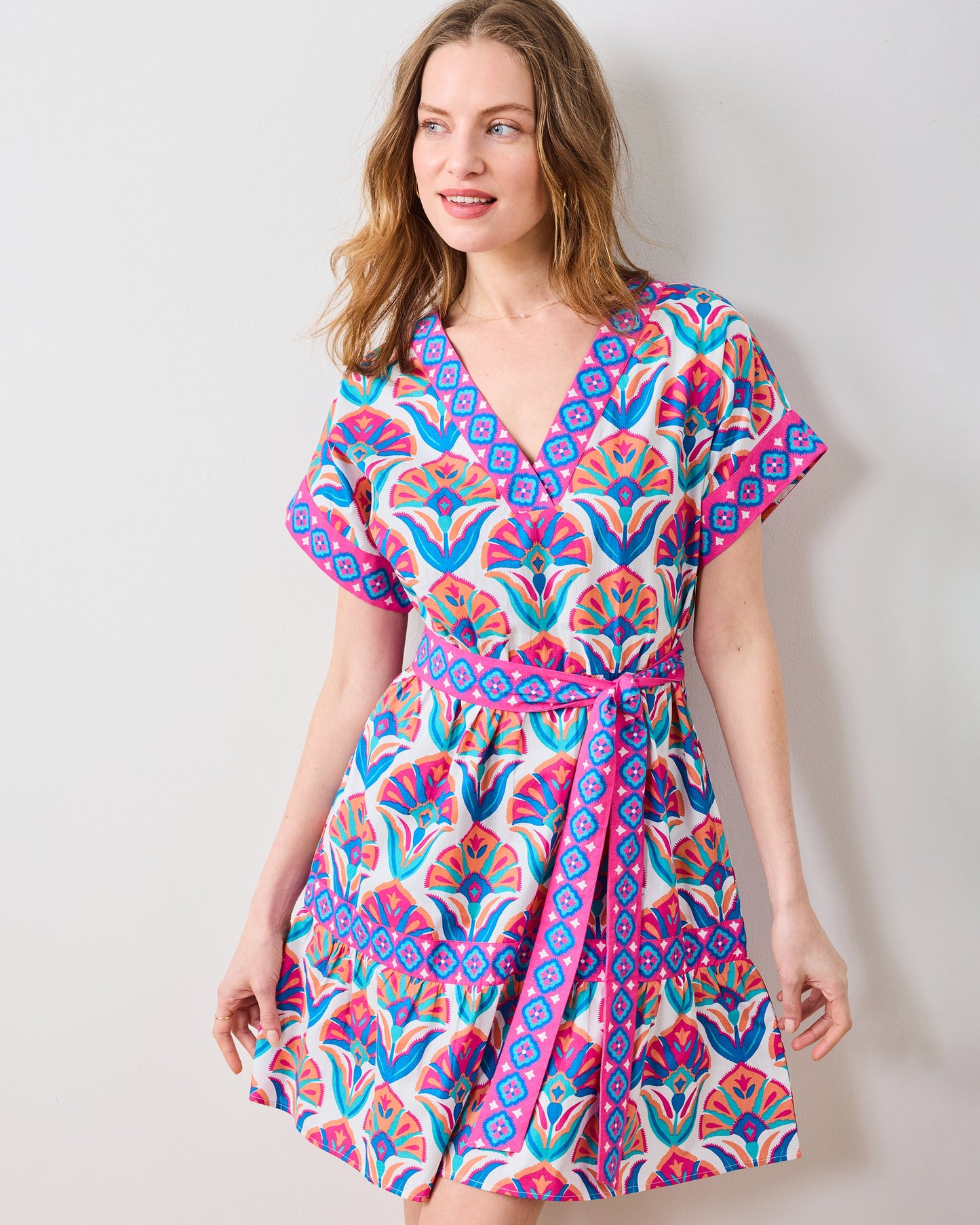 Geo Floral - Atlantic Dress - Fuschia Cloud