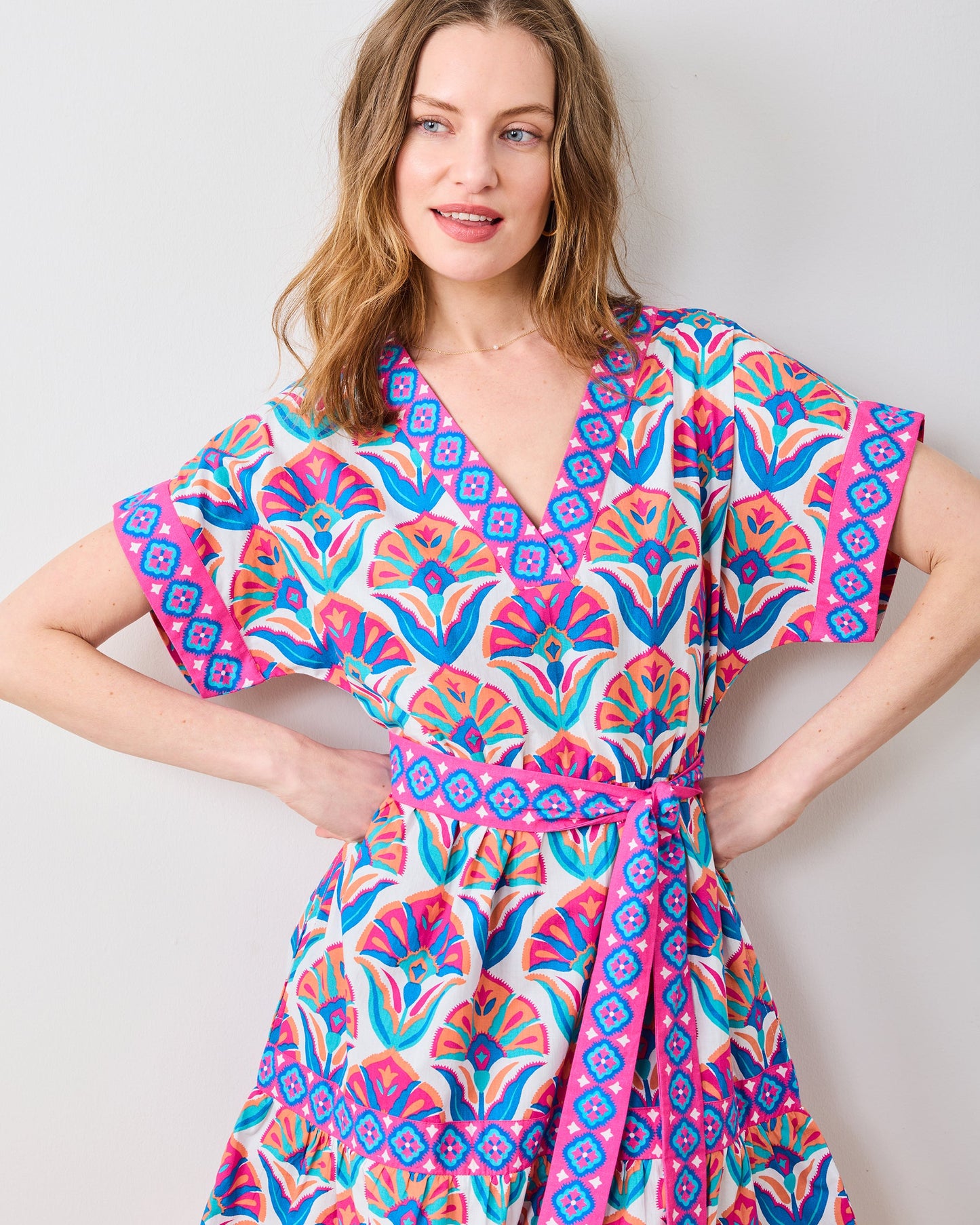 Geo Floral - Atlantic Dress - Fuschia Cloud