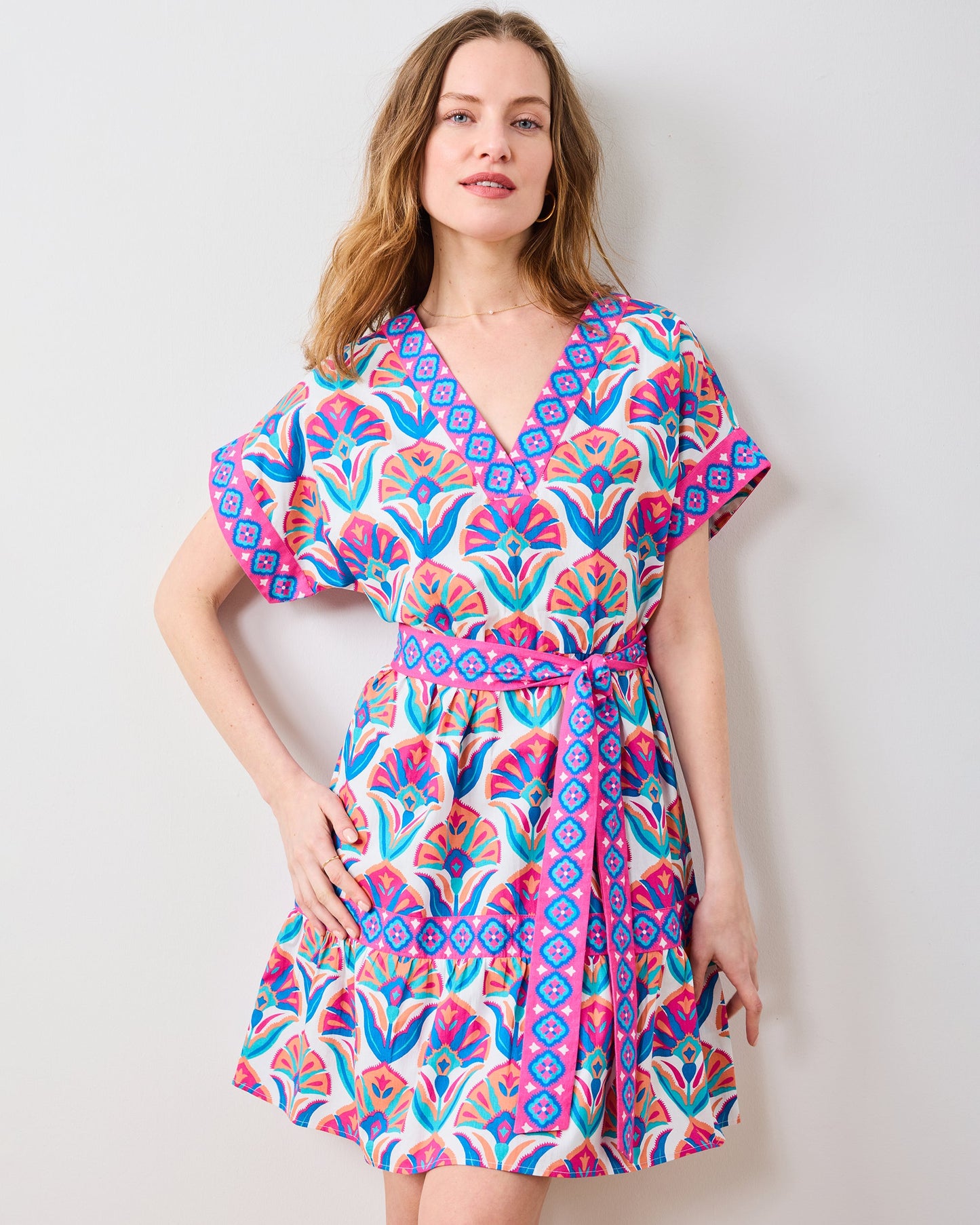 Geo Floral - Atlantic Dress - Fuschia Cloud